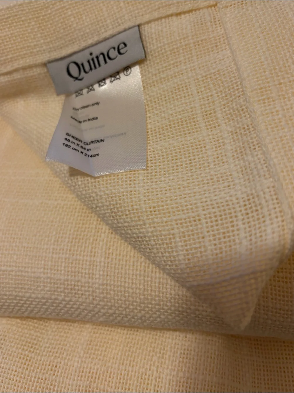 NWOT pair of Quince Ivory Textured Cotton Curtain Panels 48x84
